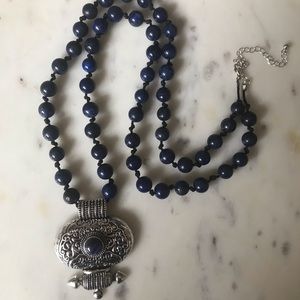 Free People tribal pendant necklace blue bead $48 boho / festival / bohemian